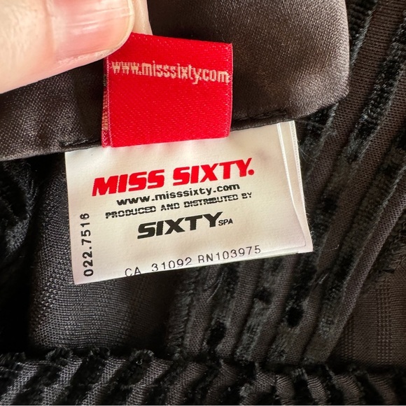 NWOT VTG Miss Sixty Pants 28 Black Burnout Velvet Stripe Flare Leg Low Rise Y2K - Picture 11 of 16
